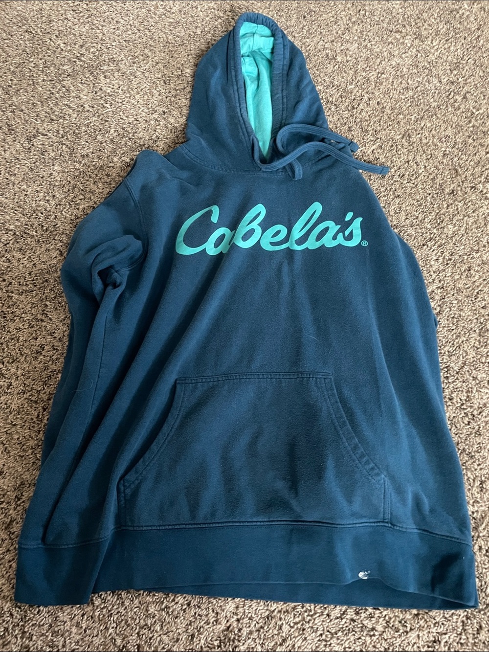 Cabela's Dark Teal Pullover Hoodie with Aqua Logo